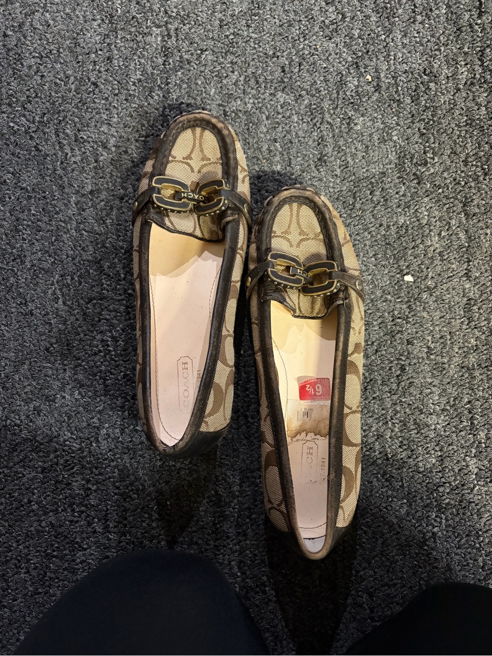 Coach Signature Canvas Slip-On Loafers in Brown